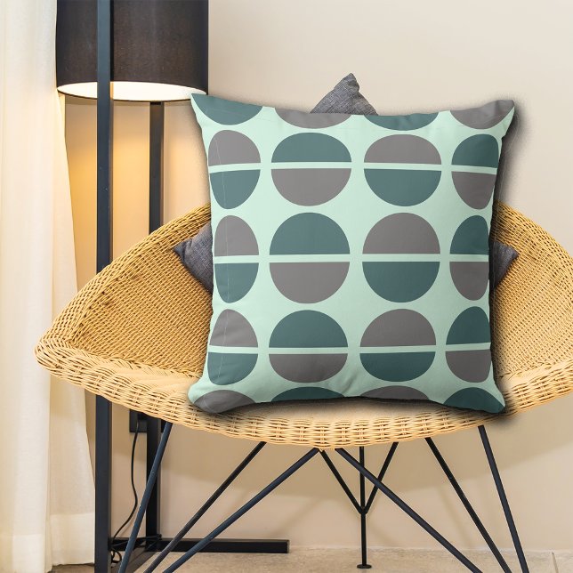 Green Grey Mint Circles Polka Dots Throw Pillow Kissen (Von Creator hochgeladen)