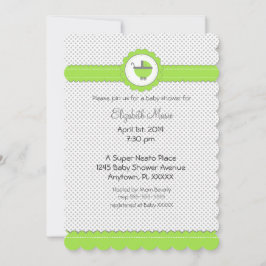 Green & Grey Polka Dots-Baby Dusche Einladung