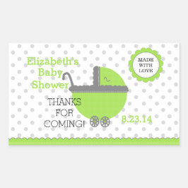 Green & Grey Polka Dots-Baby Dusche Rechteckiger Aufkleber