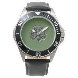 Green grundge trendy man Irish Pech Kleeblatt Armbanduhr