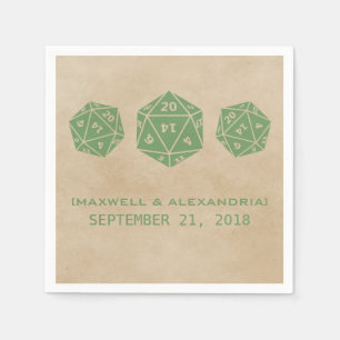 Green Grunge D20 Dice Gamer Paper Napkins Serviette