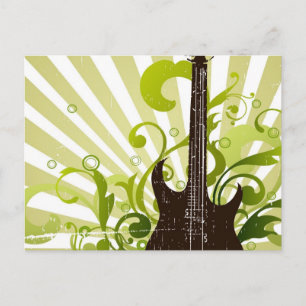 Green Grunge Guitar Postkarte