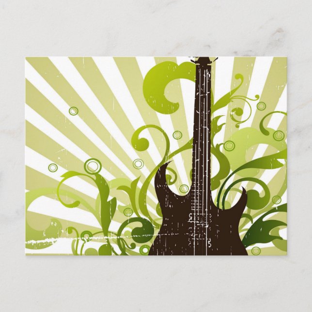 Green Grunge Guitar Postkarte (Vorderseite)