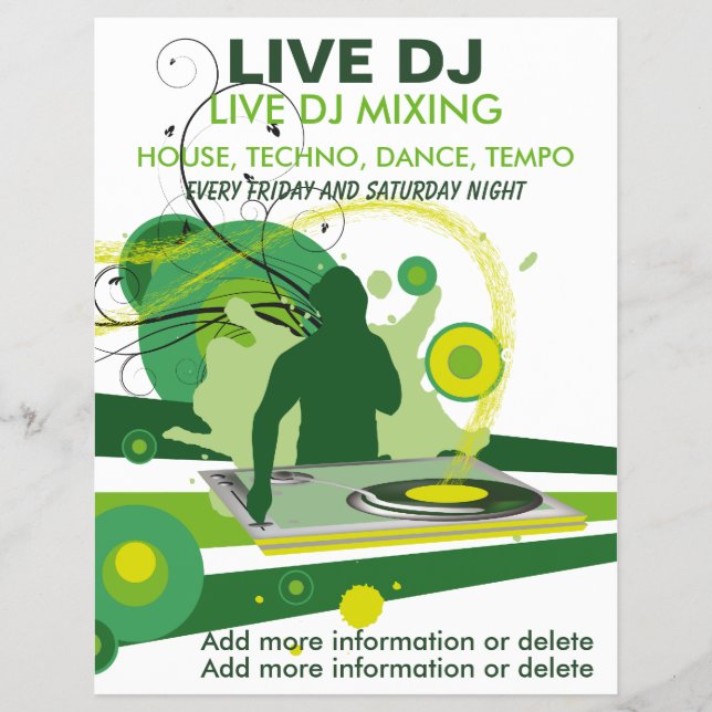 Green Grunge Live DJ Flyer (Vorne)