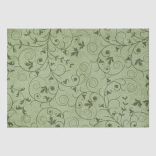 Green Grungy Floral Seidenpapier
