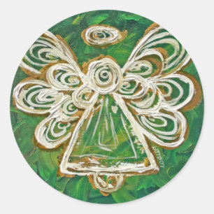 Green Guardian Angel Art Decal Stickers