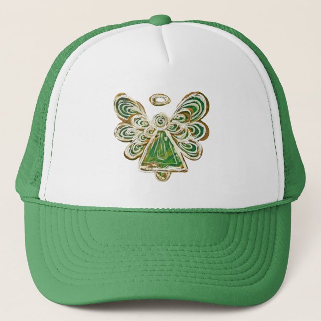 Green Guardian Engel Custom Art Cap oder Hat Truckerkappe (Vorderseite)