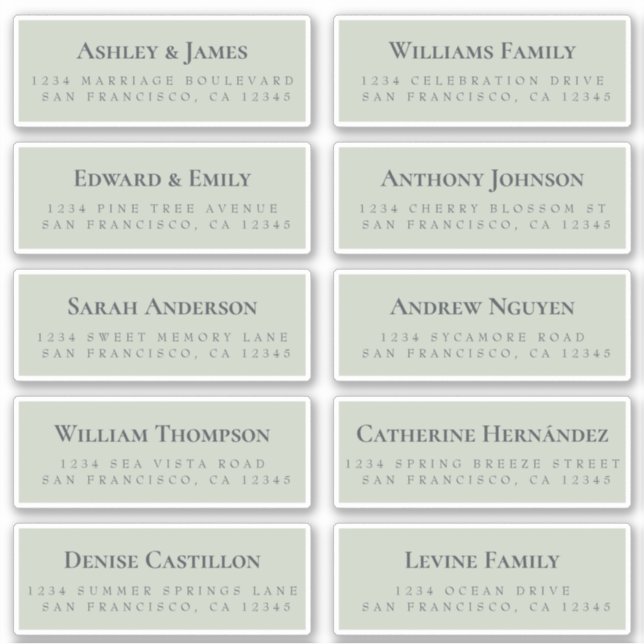 Green Guest Address Labels ORDER 6" oder 8"! (Vorderseite)