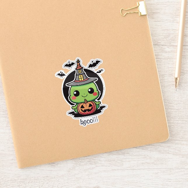 Green Halloween Hexe Aufkleber (Notizbuch)