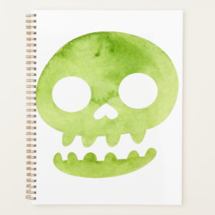 Green Halloween Skull Large Totbeutel Notebook Planer