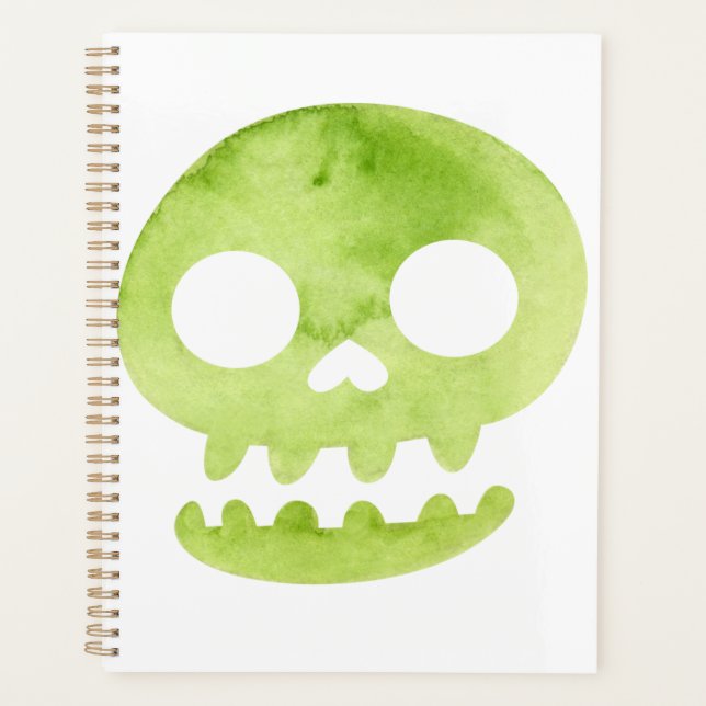 Green Halloween Skull Large Totbeutel Notebook Planer (Vorderseite)