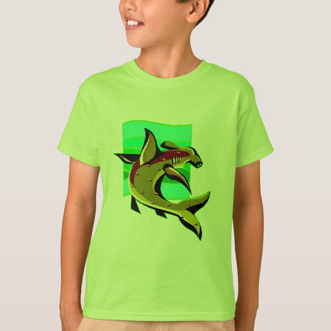 Green Hammerhead Shark T-Shirt (Vorderseite)