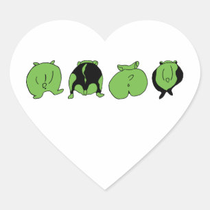 Green Hamster Hintern Herz-Aufkleber