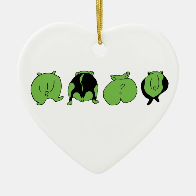 Green Hamster Hintern Keramik Ornament (Vorne)