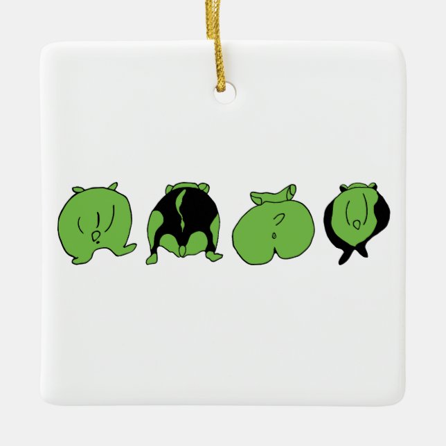 Green Hamster Hintern Keramikornament (Vorderseite)
