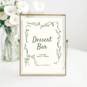Green Hand Drawing whimsical Dessert Bar Poster