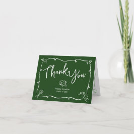 Green Hand Drawn Doodle Style Graduation Quirky Dankeskarte