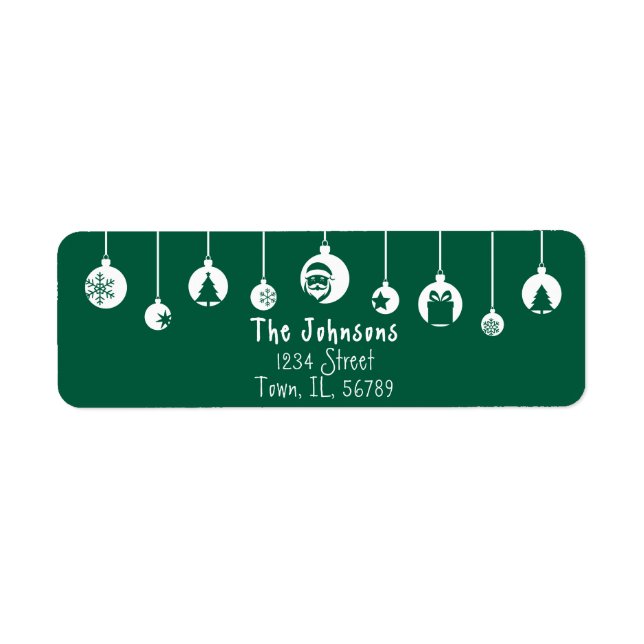 Green Hanging Ornament Return Address Label (Vorne)