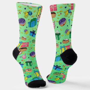 Green Hanukkah Pattern Socken