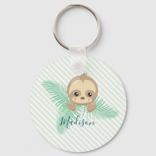 Green Happy Baby Sloth Baby Dusche Schlüsselanhänger
