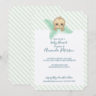 Green Happy Baby Sloth Babydusche Einladung