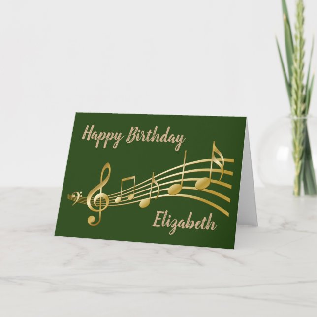 Green "Happy Birthday" Music Grußkarte Karte (Vorderseite)