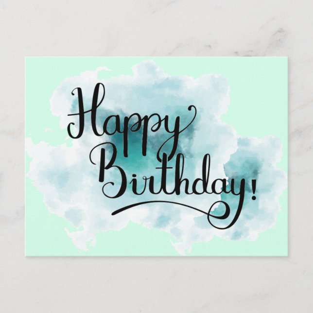 Green Happy Birthday Post Card Postkarte (Vorderseite)