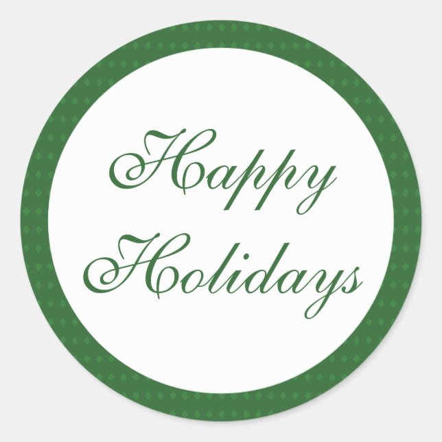 Green Happy Holidays Runder Aufkleber (Vorderseite)