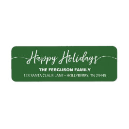 Green Happy Holidays Script Rücksendeadresse Label