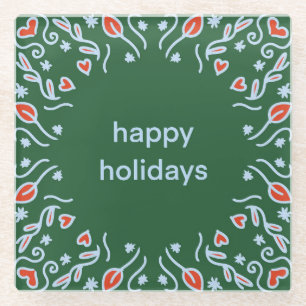 Green Happy Holidays Untersetzer