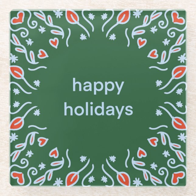 Green Happy Holidays Untersetzer (Vorderseite)