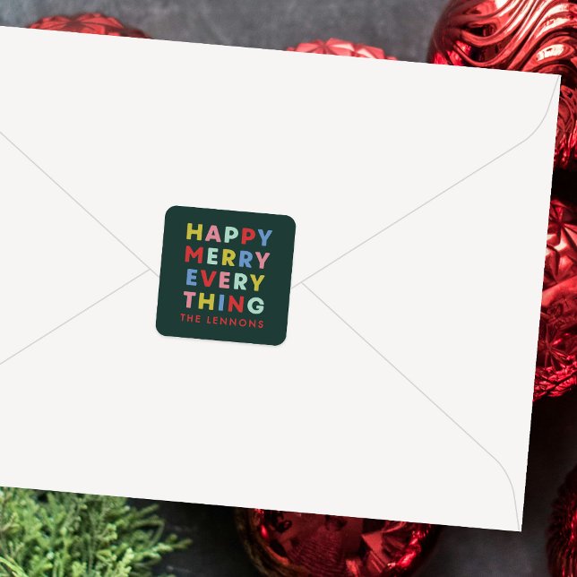 Green Happy Merry Everything Christmas Sticker (Créateur téléchargé)
