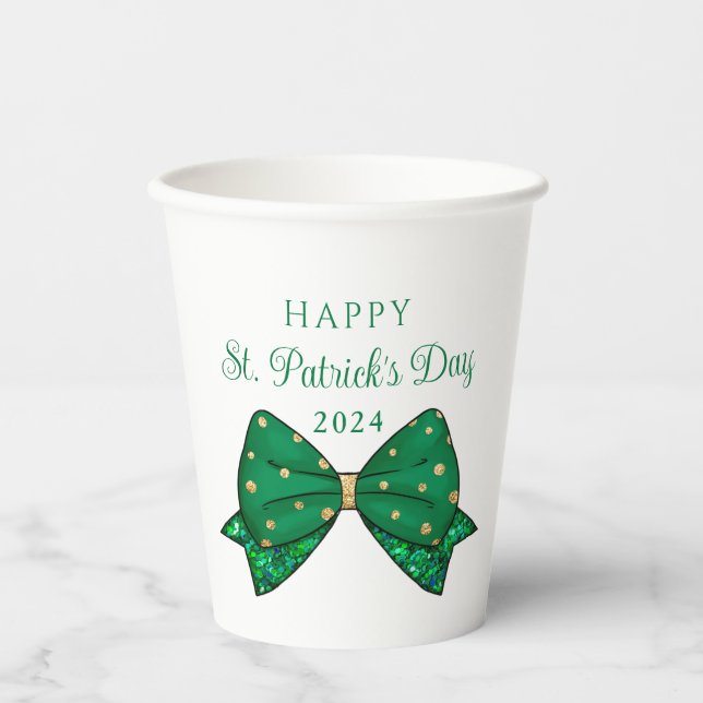 Green Happy St. Patrick's Day 2024 Pappbecher (Vorderseite)
