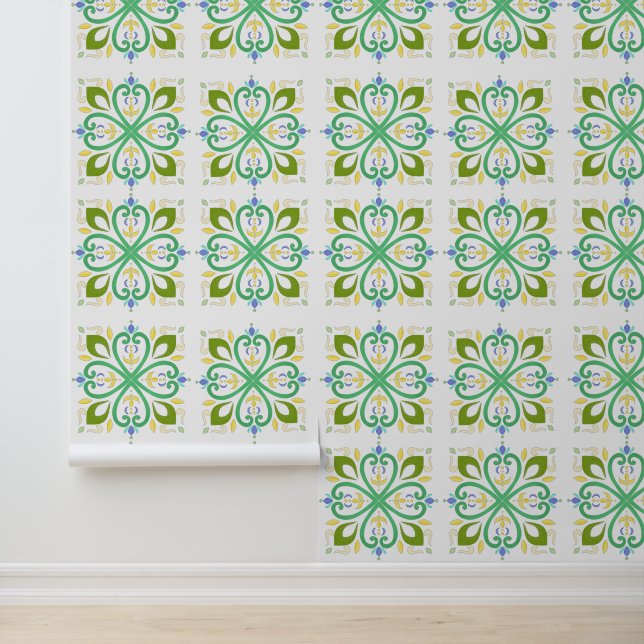 Green Harmony Mandala Boho Wallpaper Tapete (Anwendung)