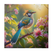 Green Headed Aquamarin Winged Fantasy Bird