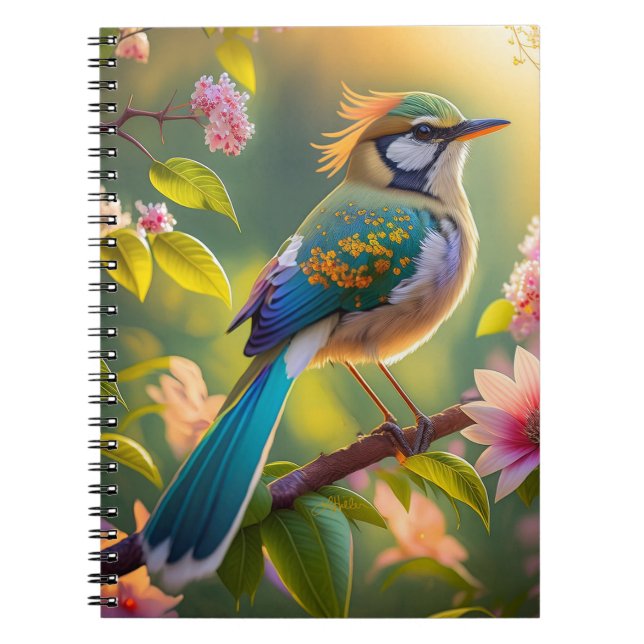Green Headed Aquamarin Winged Fantasy Bird Notizblock (Vorderseite)
