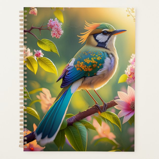 Green Headed Aquamarin Winged Fantasy Bird Planer (Vorderseite)