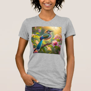 Green Headed Aquamarin Winged Fantasy Bird T-Shirt