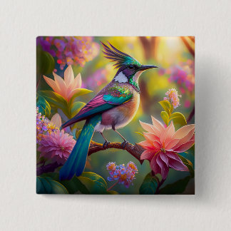 Green Headed Jay Fantasy Bird Button