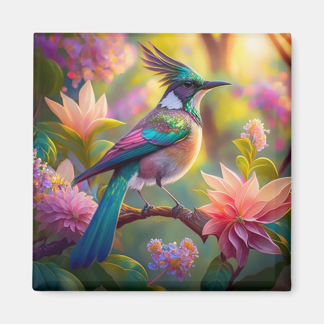 Green Headed Jay Fantasy Bird Magnet (Vorne)