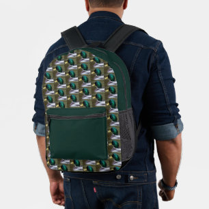 Green Headed Mallard Duck Muster Bedruckter Rucksack