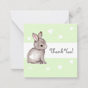 Green Heart Bunny Baby Dusche Vielen Dank Notizkar Mitteilungskarte
