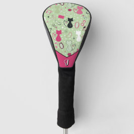 Green Heart Cats Mitte Jahrhundert Golf Head Cover Golf Headcover