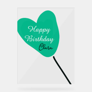 Green heart happy birthday white black balloon kid