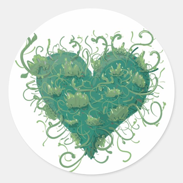 Green Heart Inside Runder Aufkleber (Vorderseite)