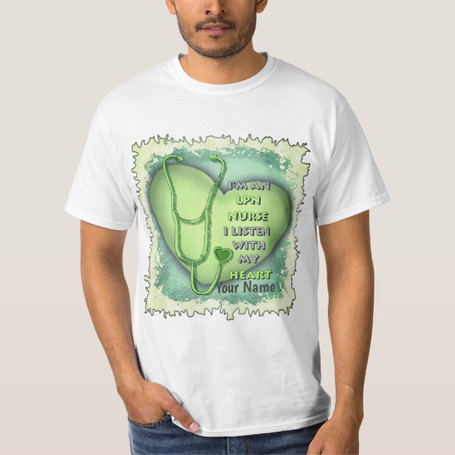 Green Heart LPN Nurse T-Shirt (Vorderseite)