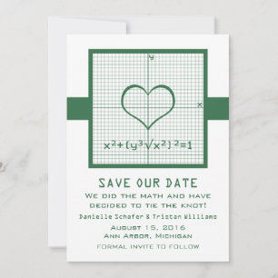 Green Heart Math Graph Save the Date einladen