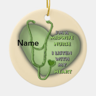 Green Heart Midfrau Nurse Keramik Ornament