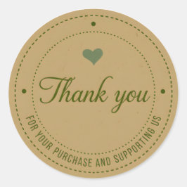 Green Heart Thank You Business Sticker