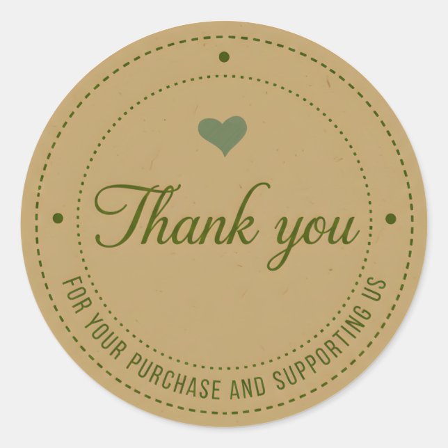 Green Heart Thank You Business Sticker (Vorderseite)